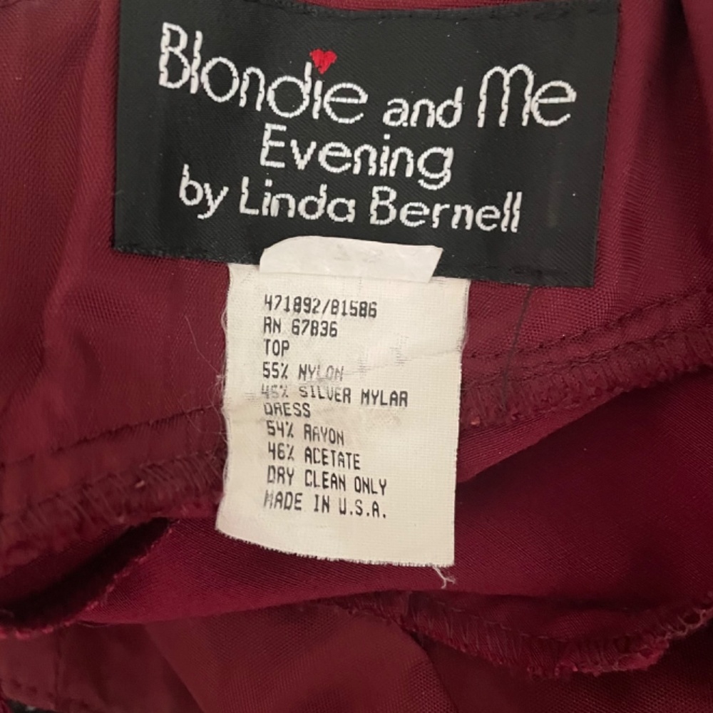 Vintage Prom Blondie&Me Evening Wine Satin Dress Linda Bernell Backless - Picture 5 of 13